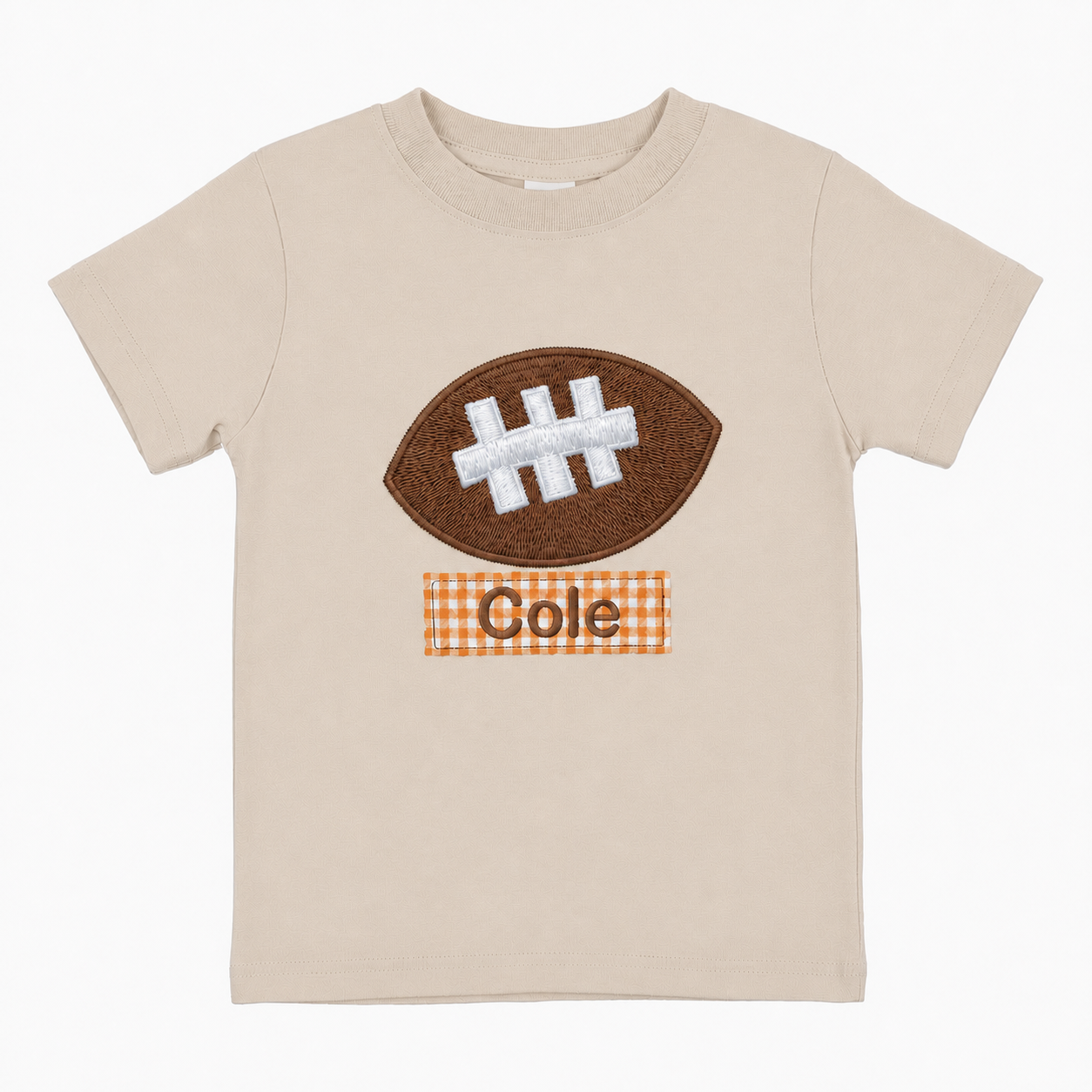 Football Patch Embroidered Youth T-Shirt | Personalized Name Back to School Boys Tee