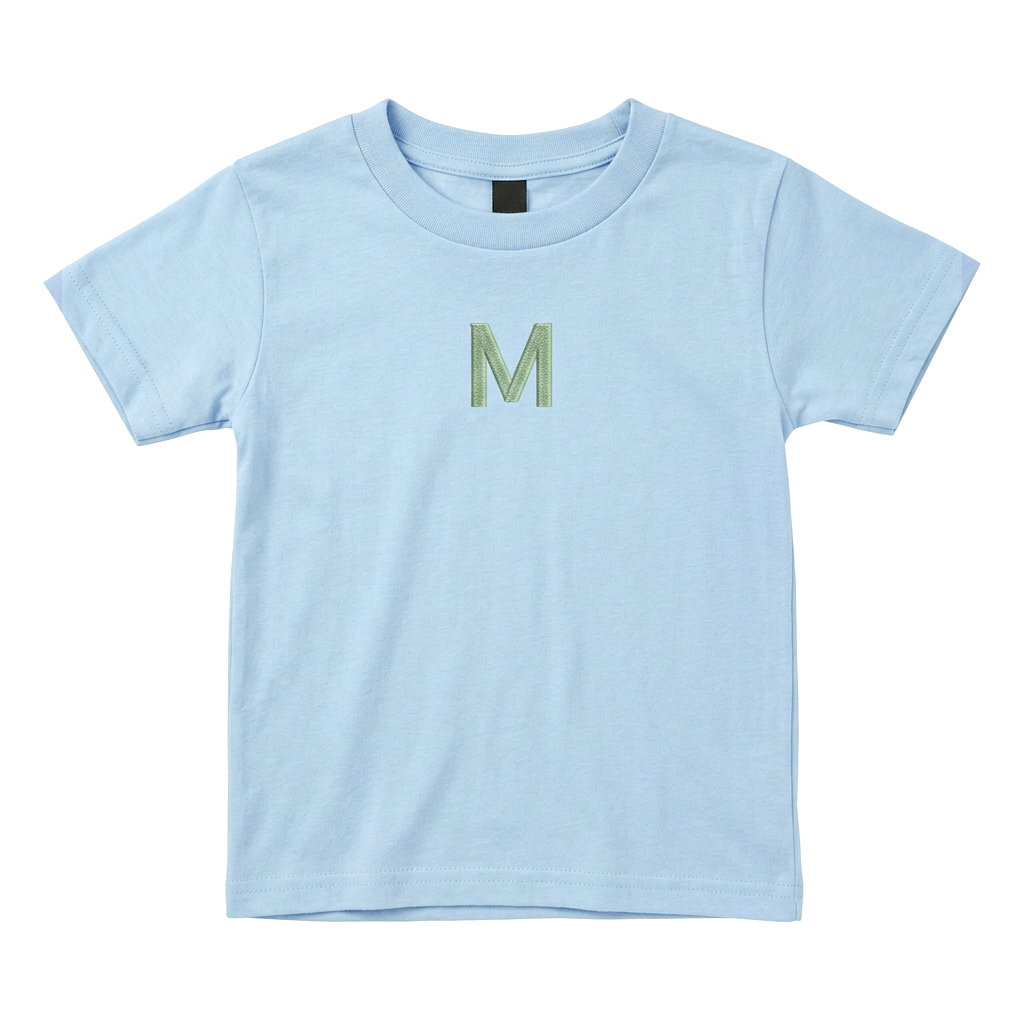 Single Initial Embroidered Youth T-Shirt | Personalized Monogram School Kids Tee