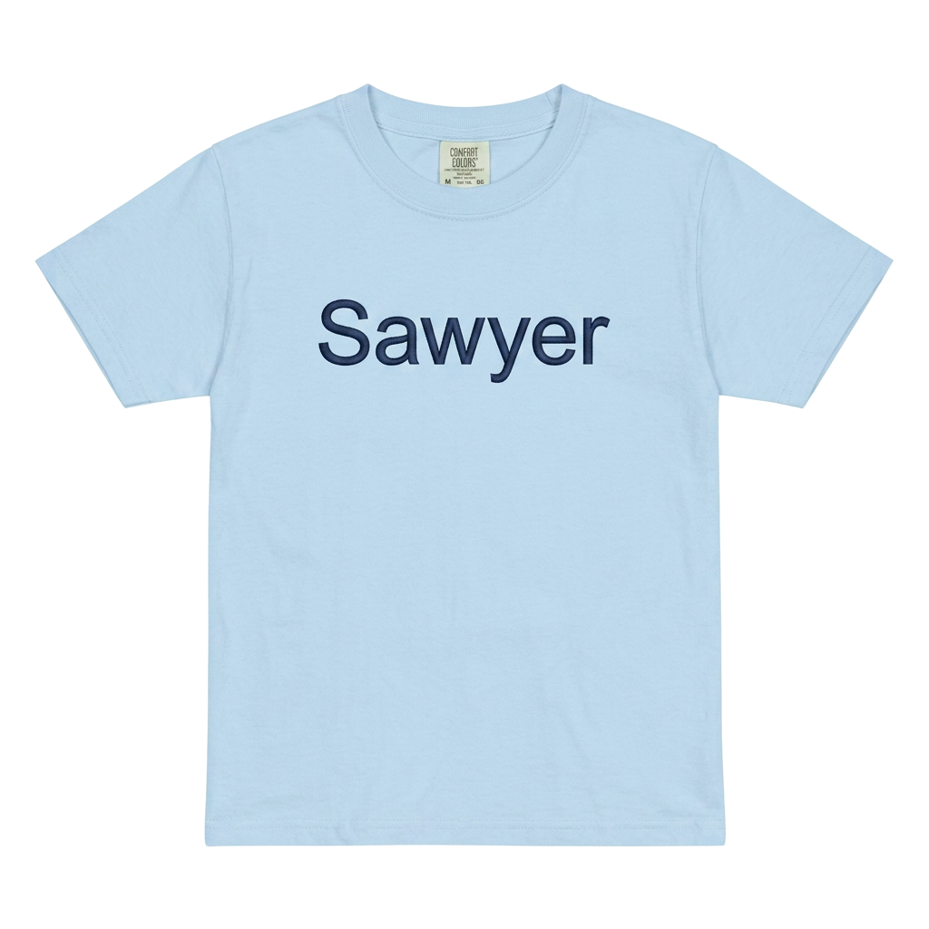 Classic Name Embroidered Youth T-Shirt | Personalized Back to School Kids Tee