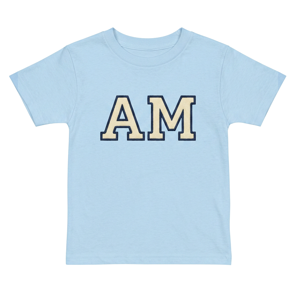 Varsity Initials Embroidered Youth T-Shirt | Personalized Monogram Back to School Kids Tee