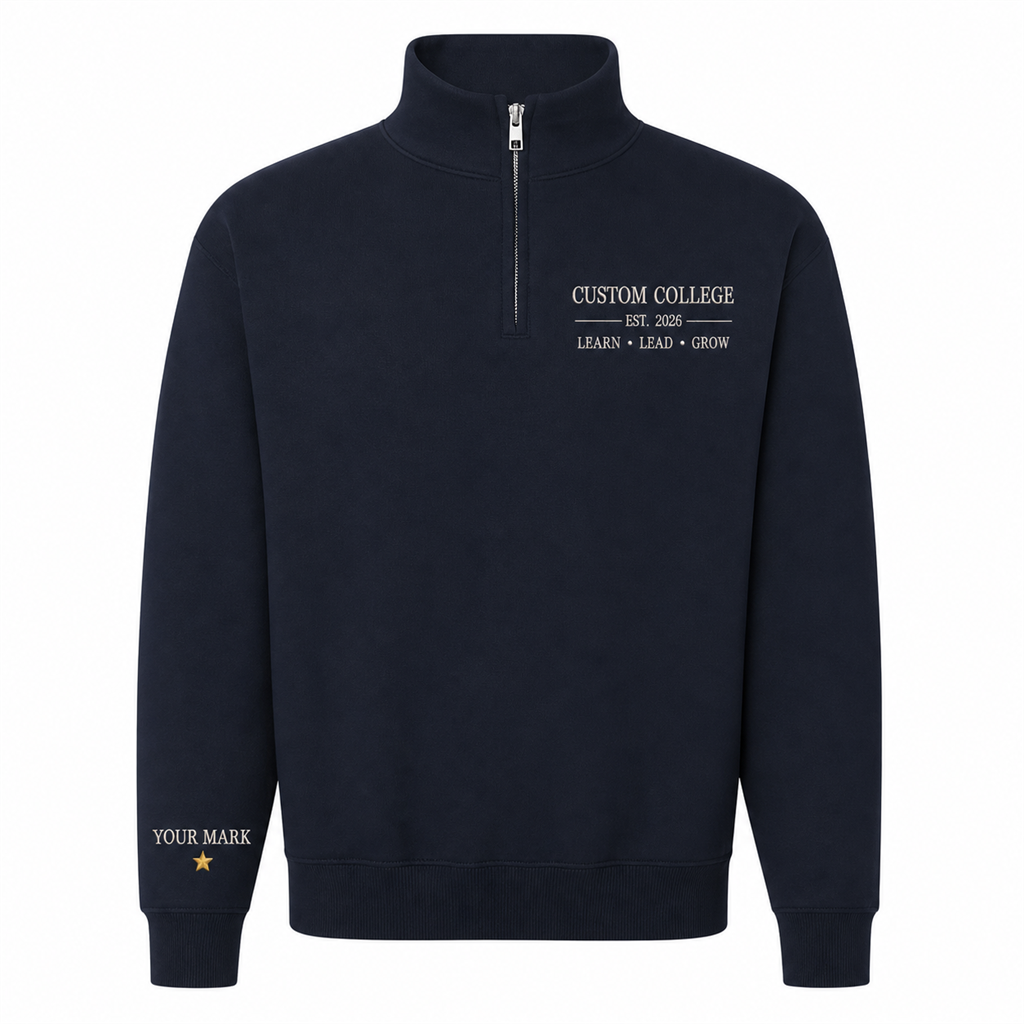 Custom School Collegiate Embroidered Quarter Zip | Personalized Est Year Staff Pullover