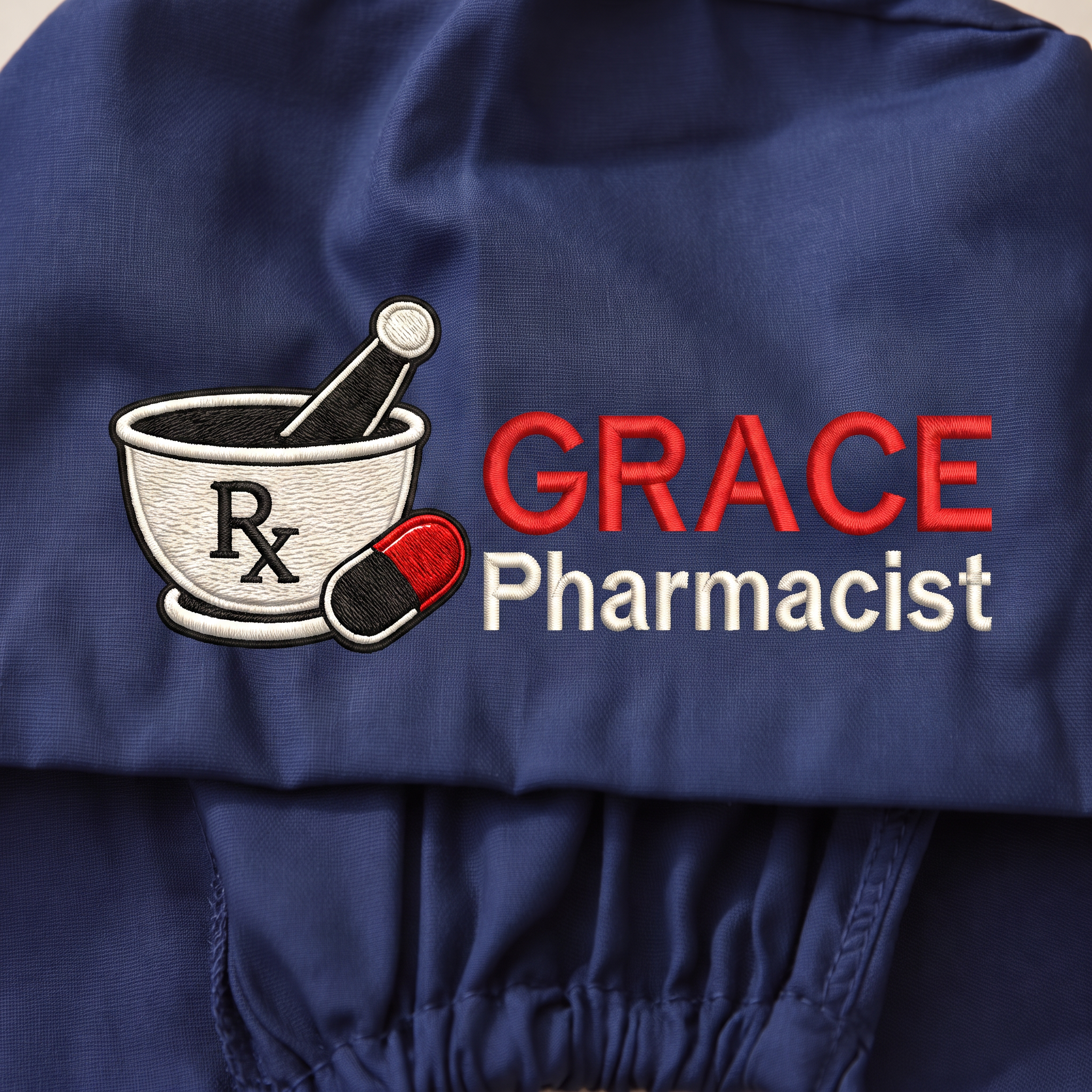 Pharmacist Embroidered Ponytail Scrub Cap | Personalized Medical Cap for Pharmacist