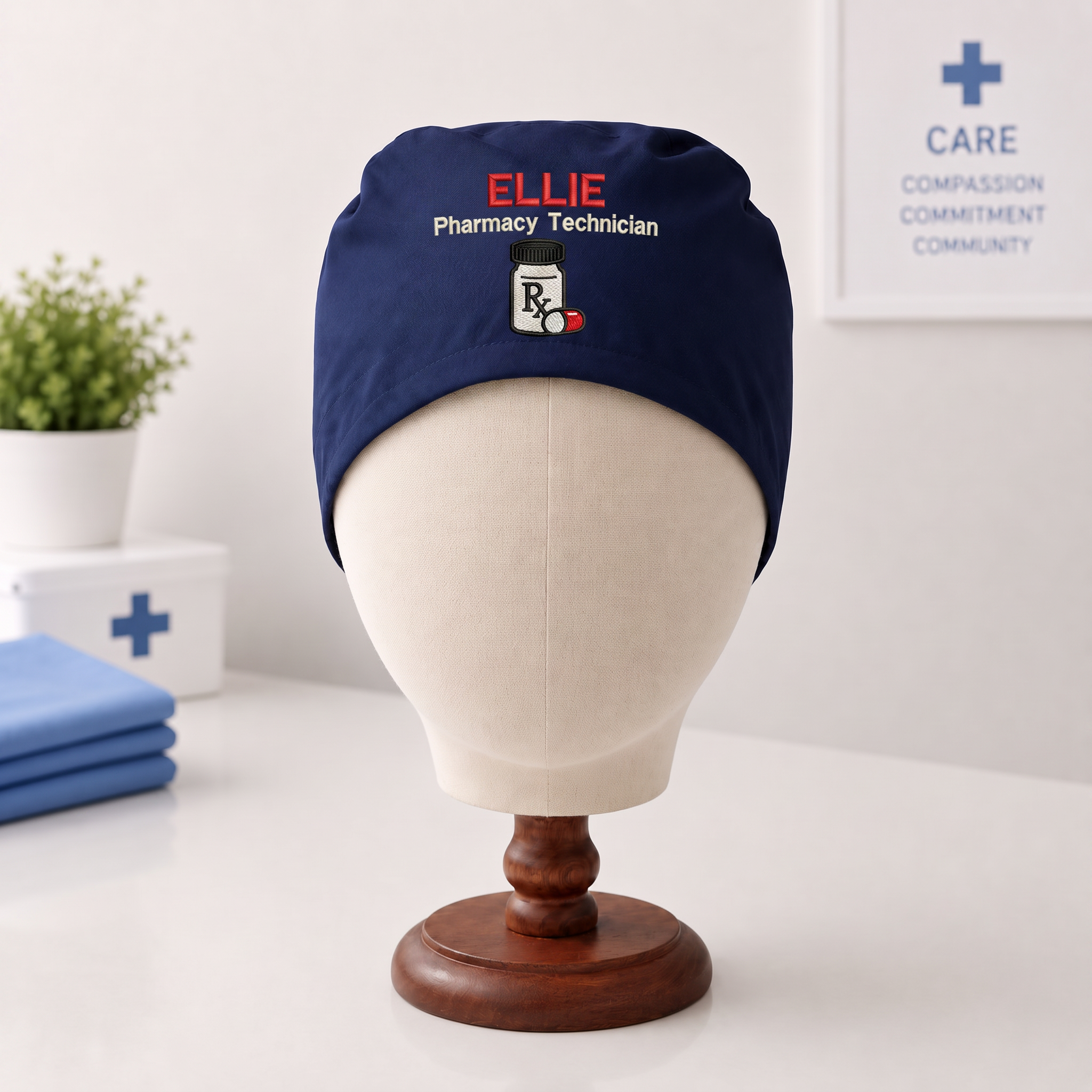 Pharmacy Technician Embroidered Scrub Cap | Personalized Medical Cap for Pharmacy Technician