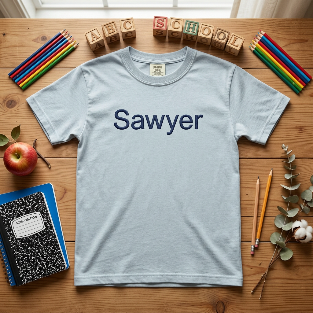 Classic Name Embroidered Youth T-Shirt | Personalized Back to School Kids Tee