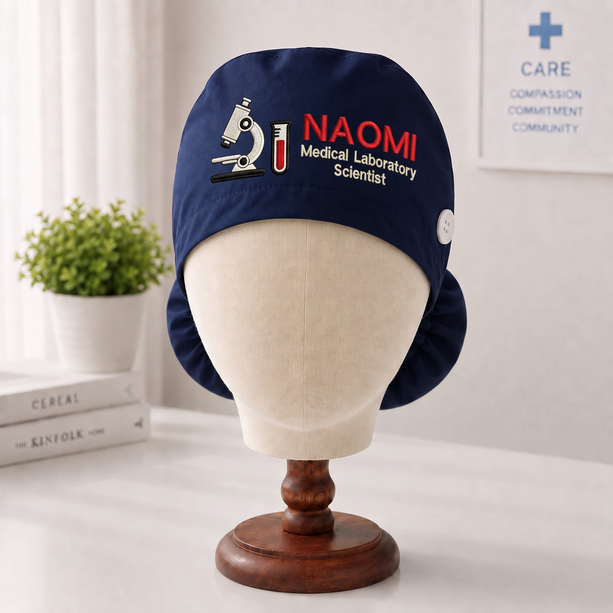 Medical Laboratory Scientist Embroidered Ponytail Scrub Cap | Personalized Medical Cap for Medical Laboratory Scientist