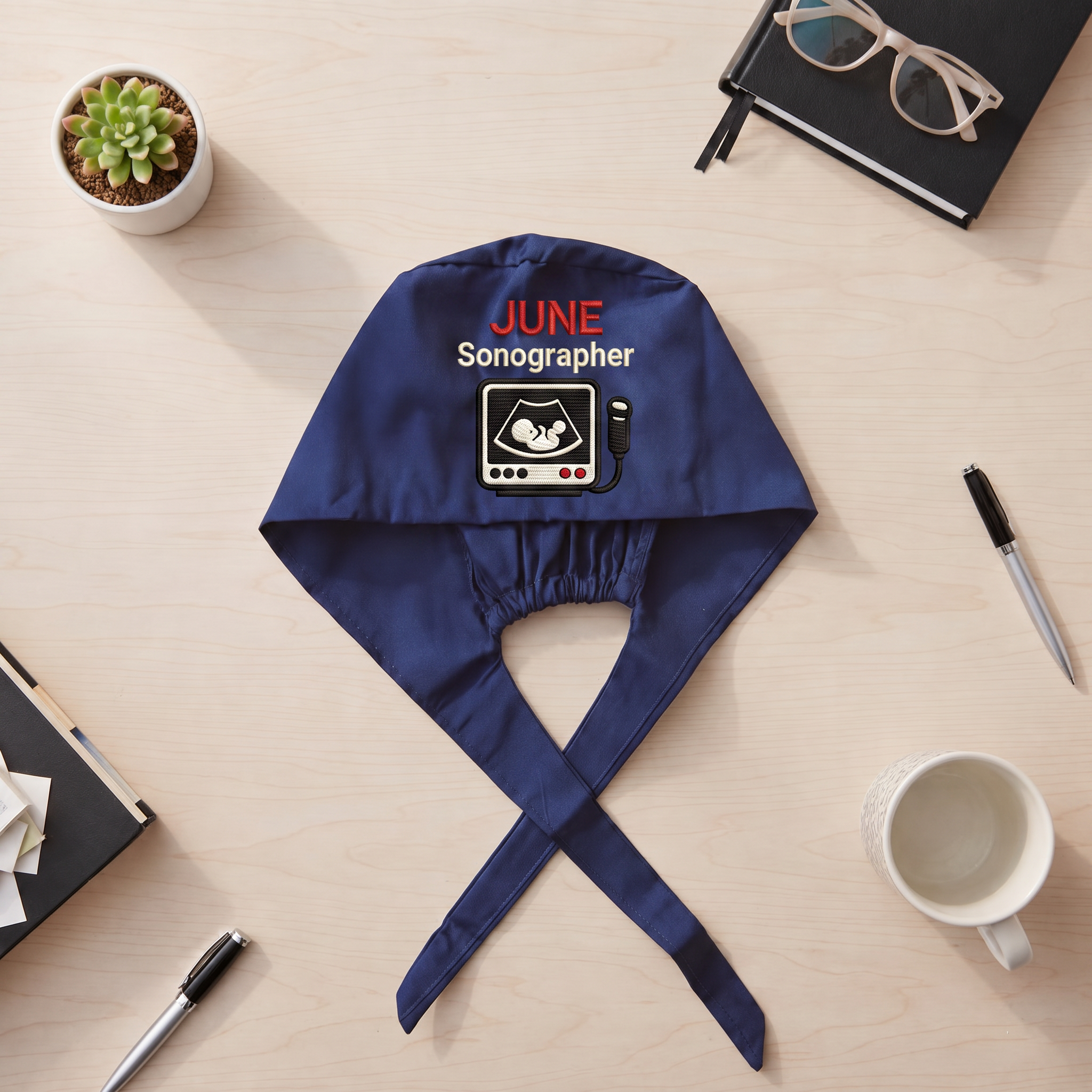 Sonographer Embroidered Scrub Cap | Personalized Medical Cap for Sonographer
