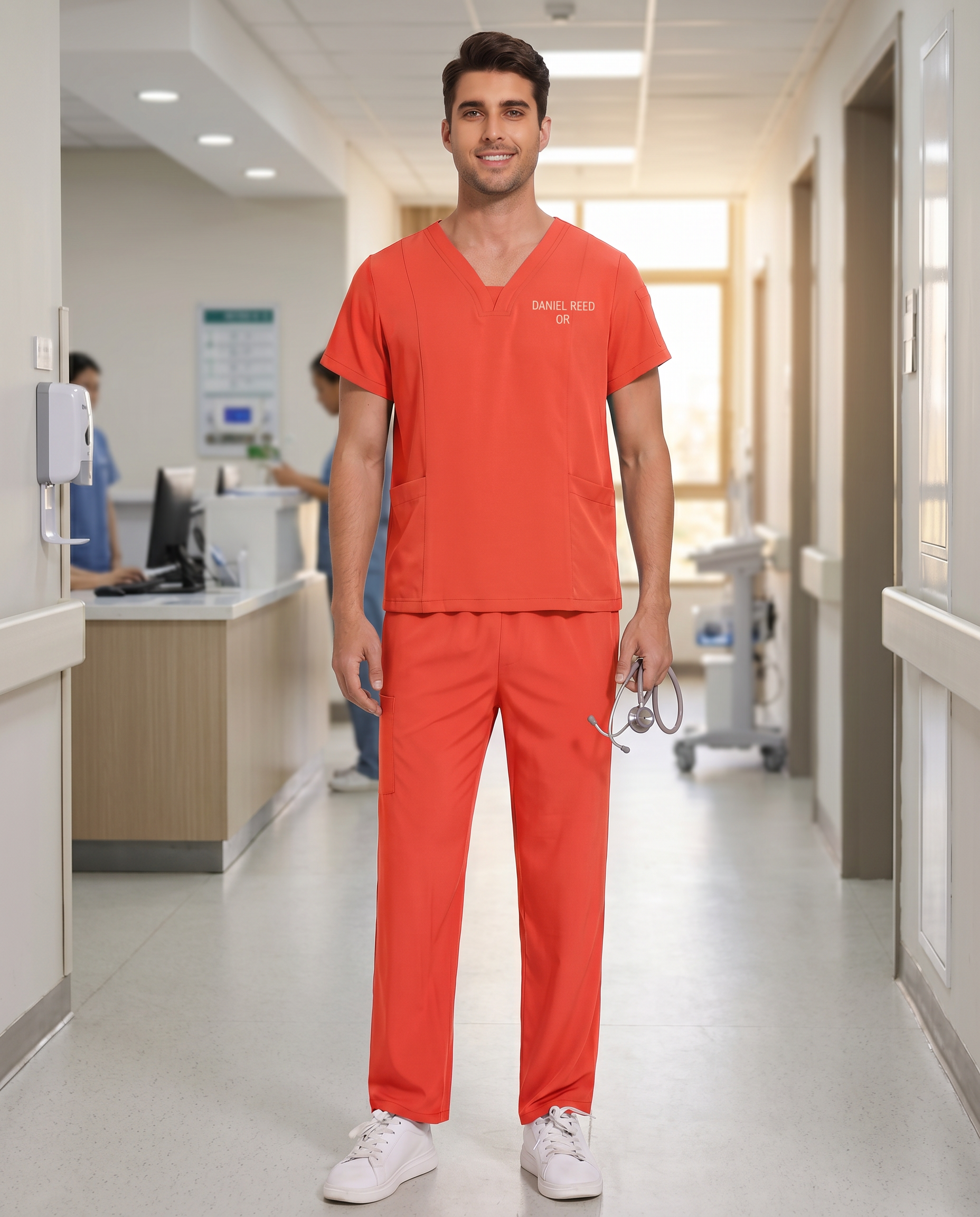 Unisex Embroidered Doctor & Nurse Scrub Set