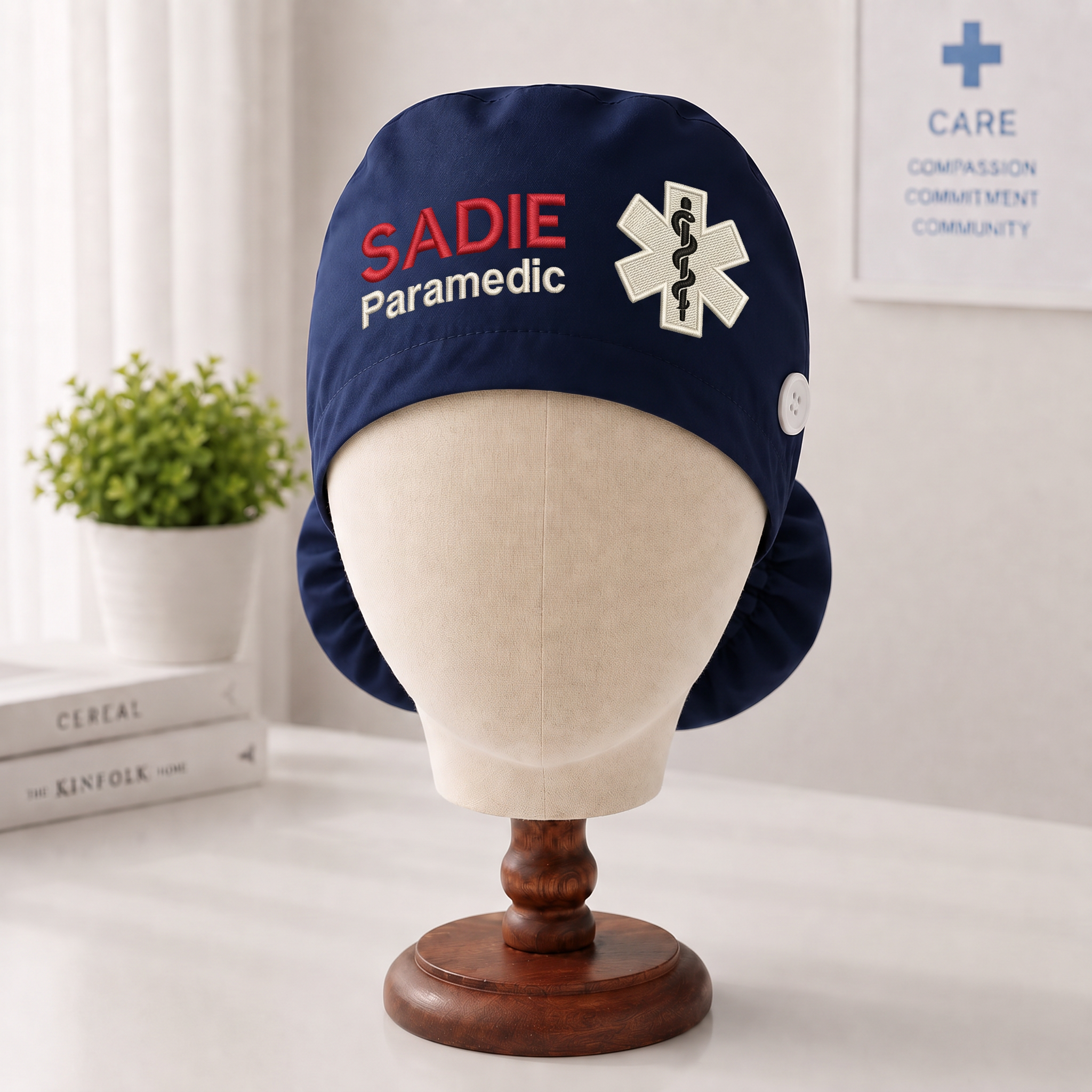 EMT / Paramedic Embroidered Ponytail Scrub Cap | Personalized Medical Cap for EMT / Paramedic