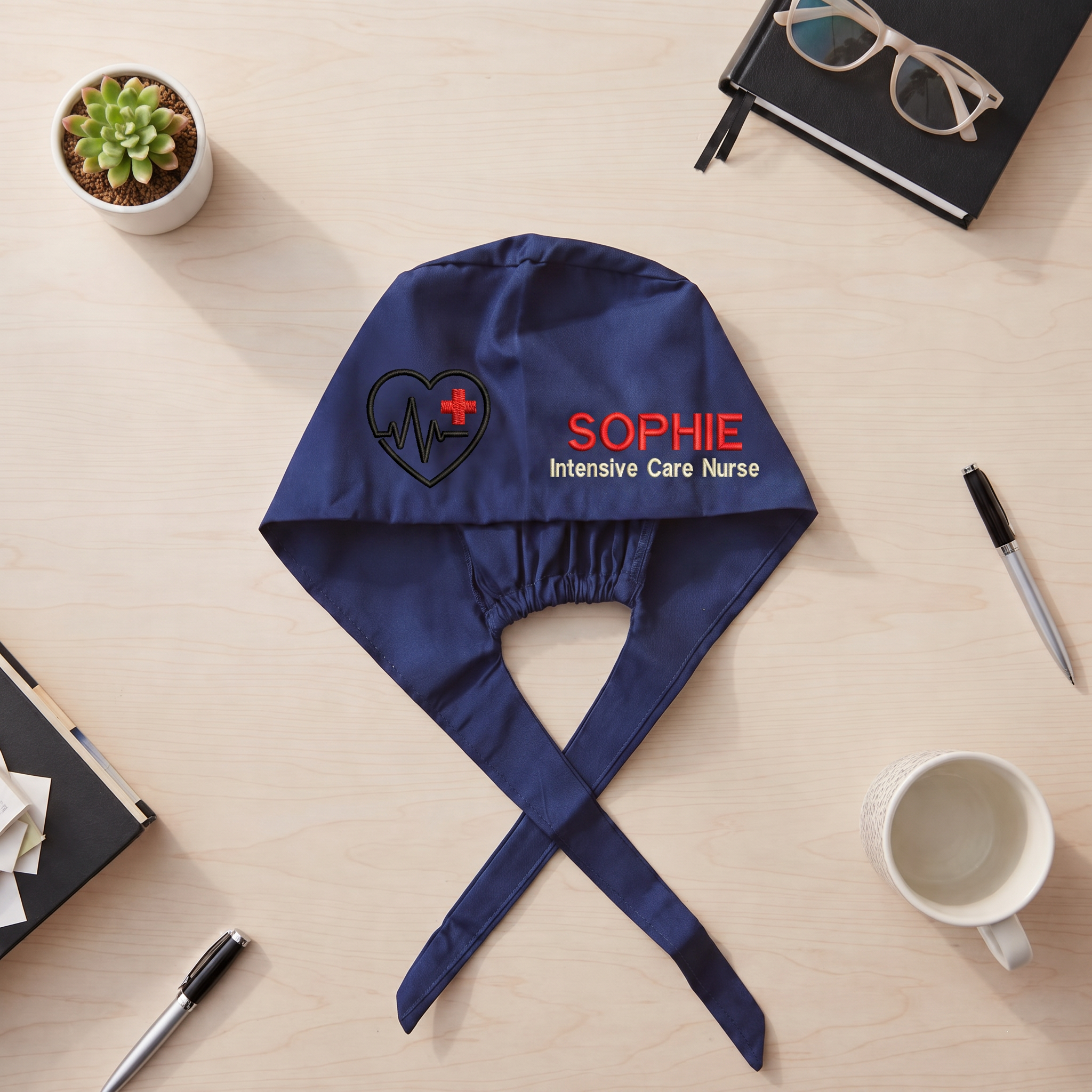 ICU Nurse Embroidered Scrub Cap | Personalized Medical Cap for ICU Nurse