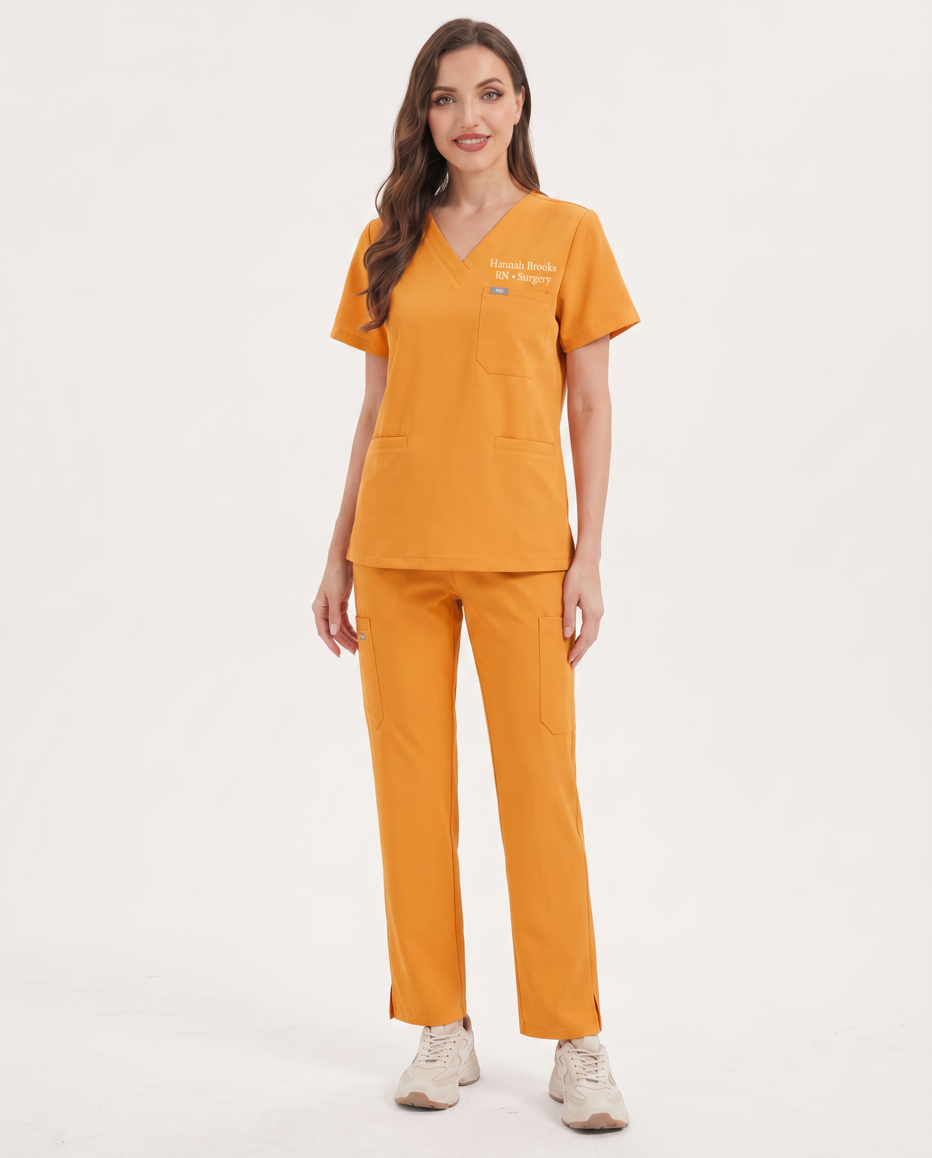 Custom Embroidered Unisex Scrub Set – V-Neck Chest Pocket & Cargo Pants