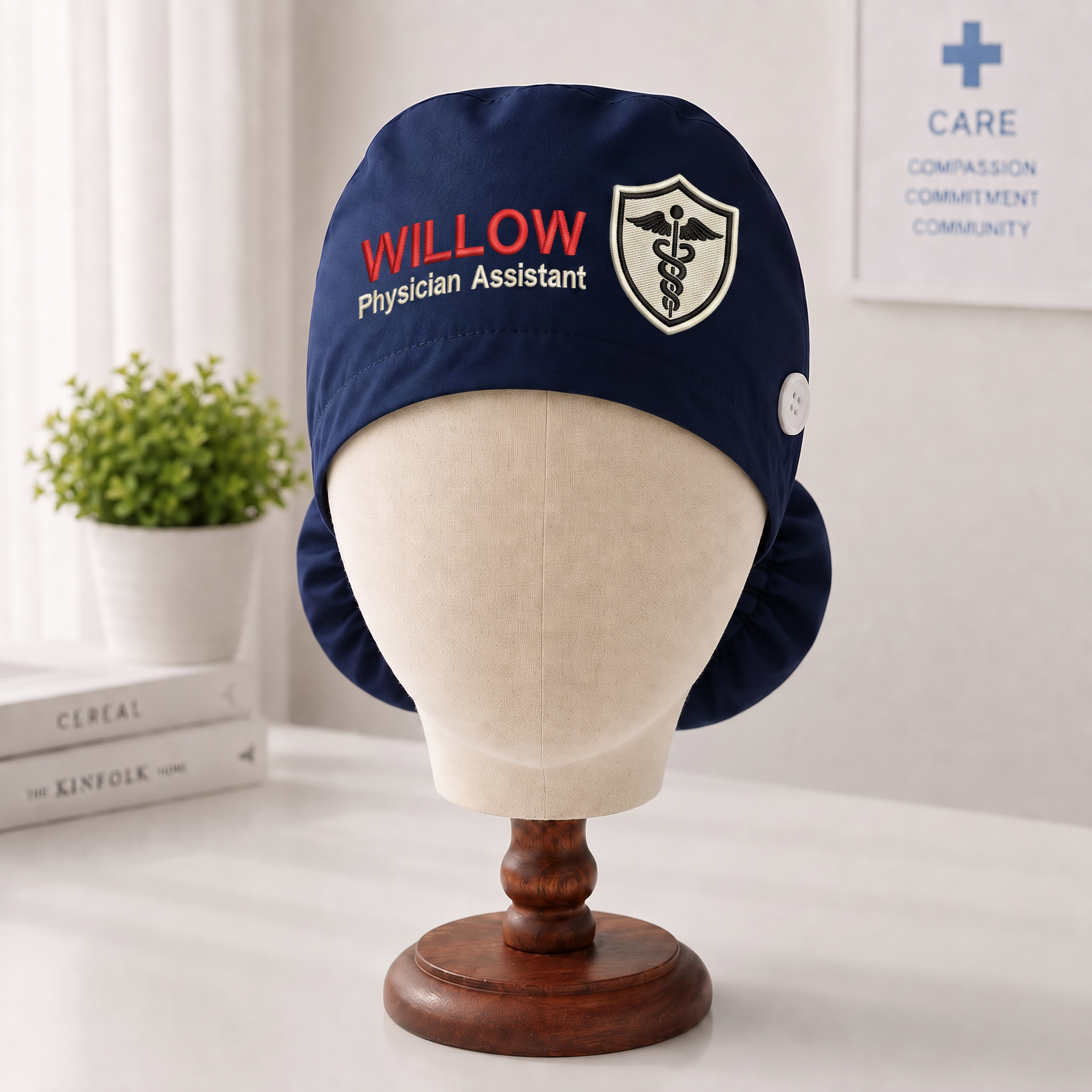 Physician Assistant Embroidered Ponytail Scrub Cap | Personalized Medical Cap for Physician Assistant