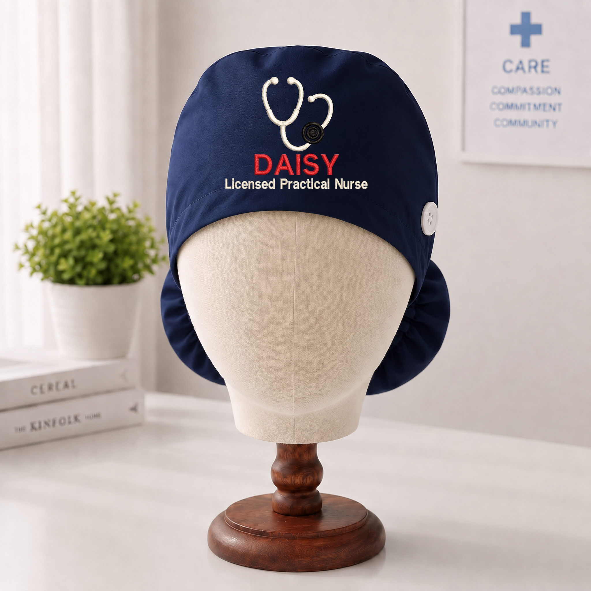 Licensed Practical Nurse Embroidered Ponytail Scrub Cap | Personalized Medical Cap for Licensed Practical Nurse
