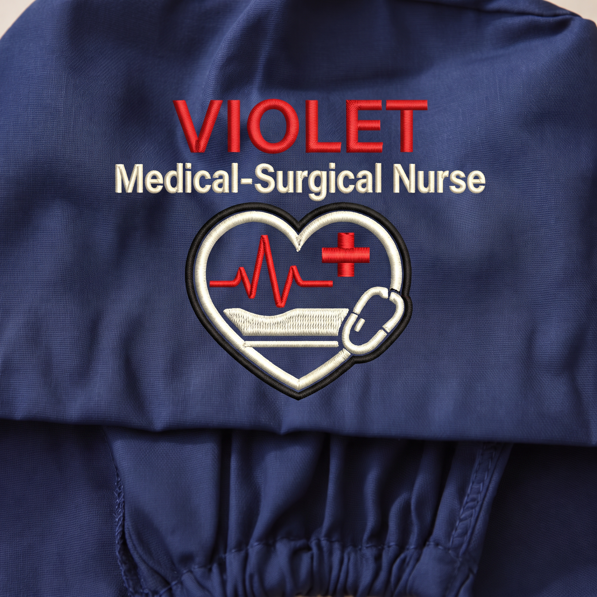 Med-Surg Nurse Embroidered Ponytail Scrub Cap | Personalized Medical Cap for Med-Surg Nurse