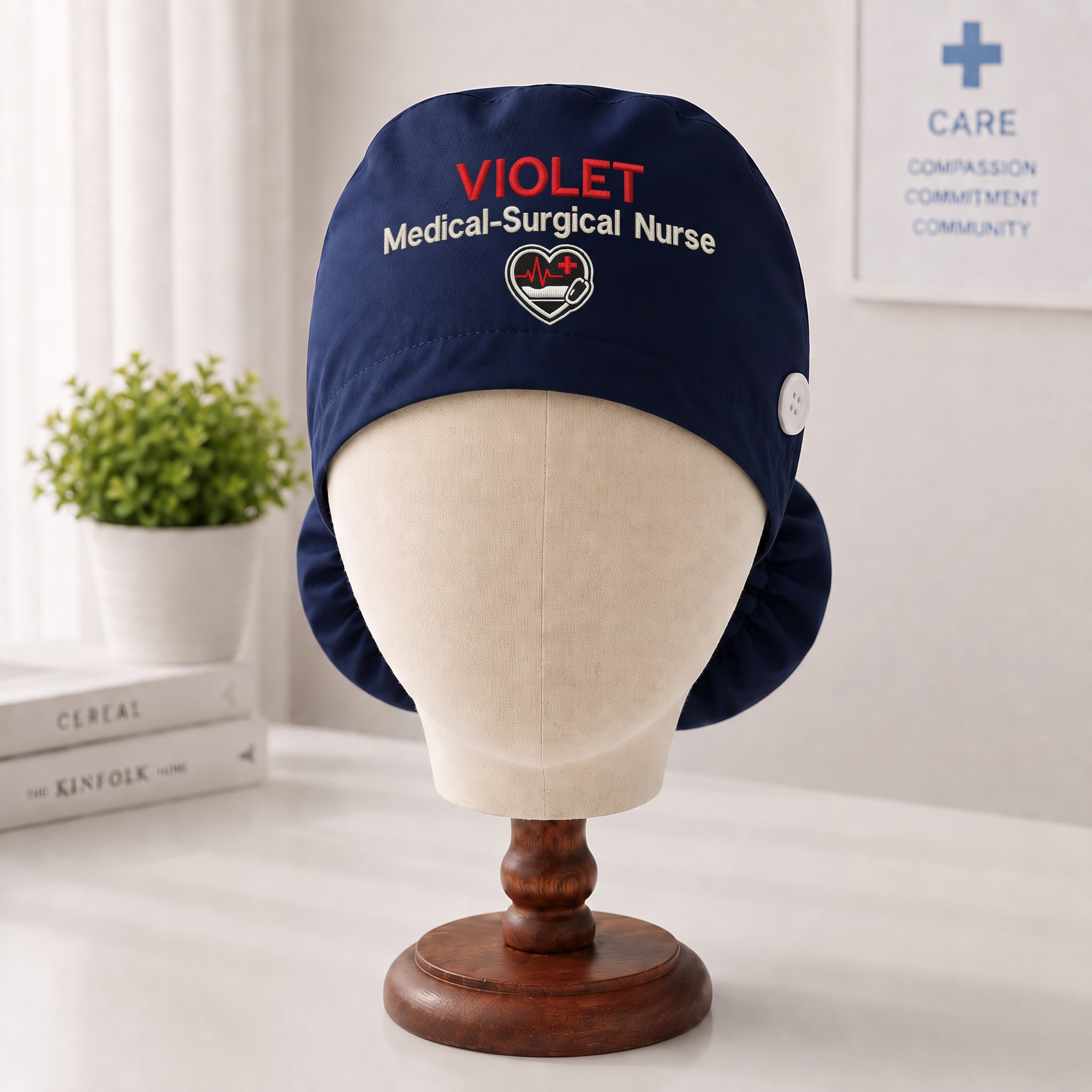 Med-Surg Nurse Embroidered Ponytail Scrub Cap | Personalized Medical Cap for Med-Surg Nurse