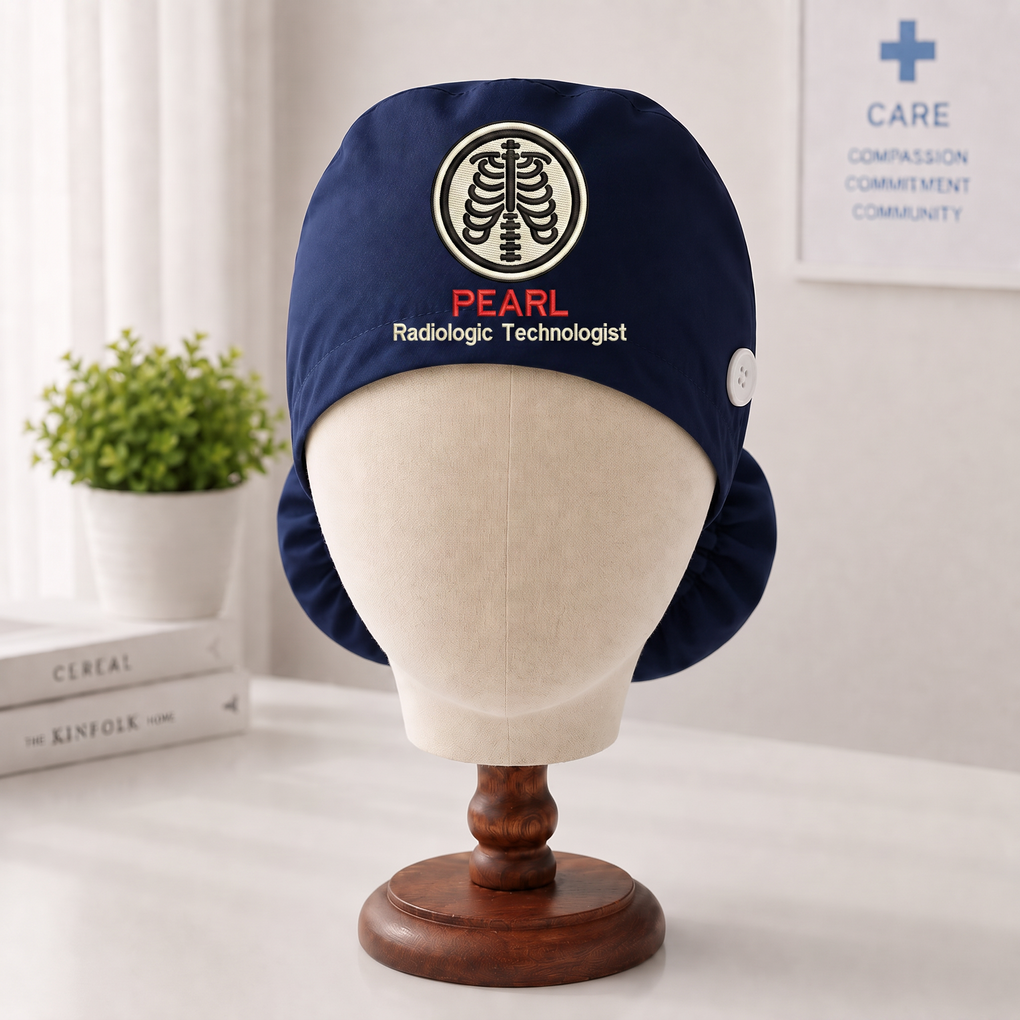 Radiologic Technologist Embroidered Ponytail Scrub Cap | Personalized Medical Cap for Radiologic Technologist
