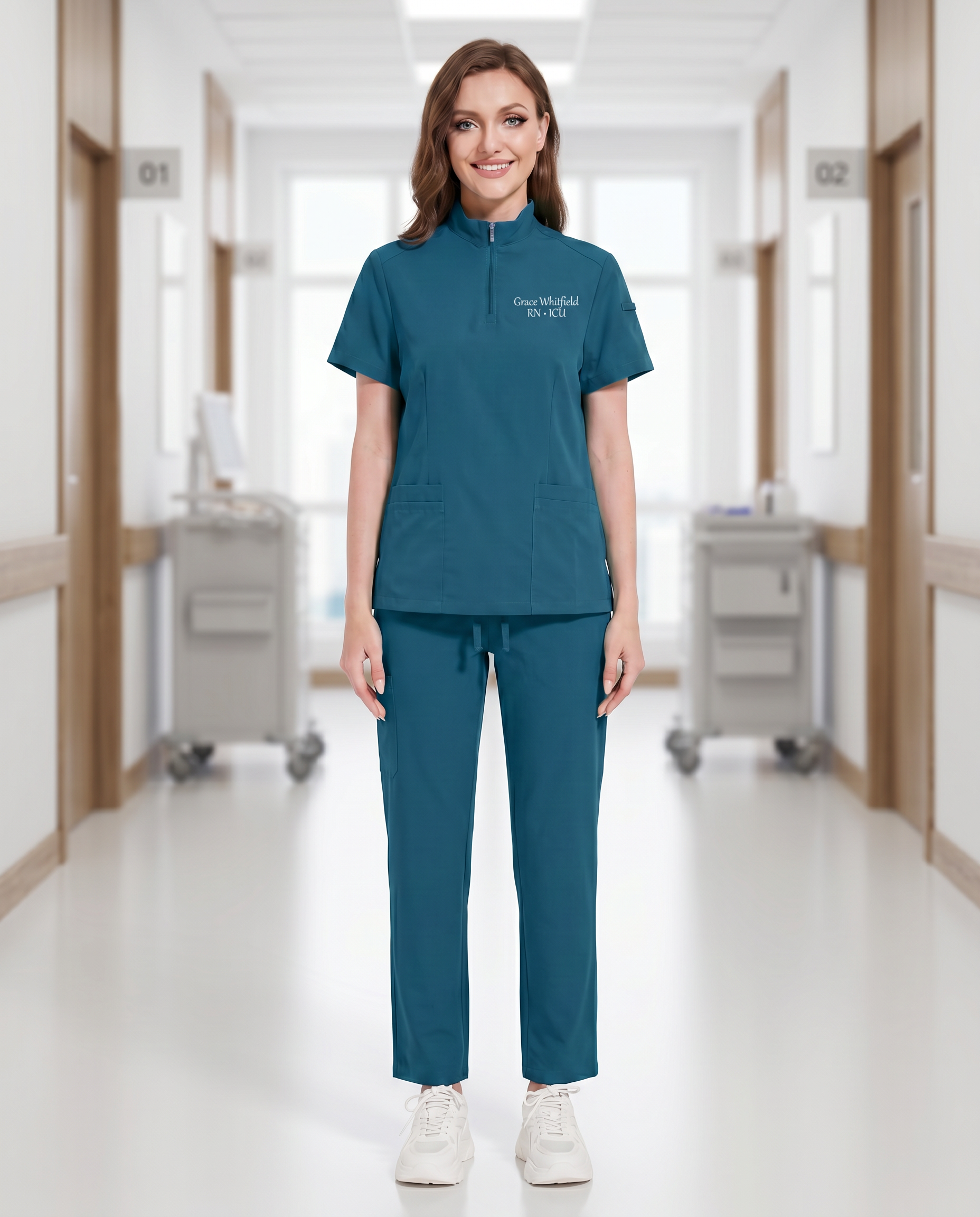Custom Embroidered Unisex Zip Front Scrub Jacket