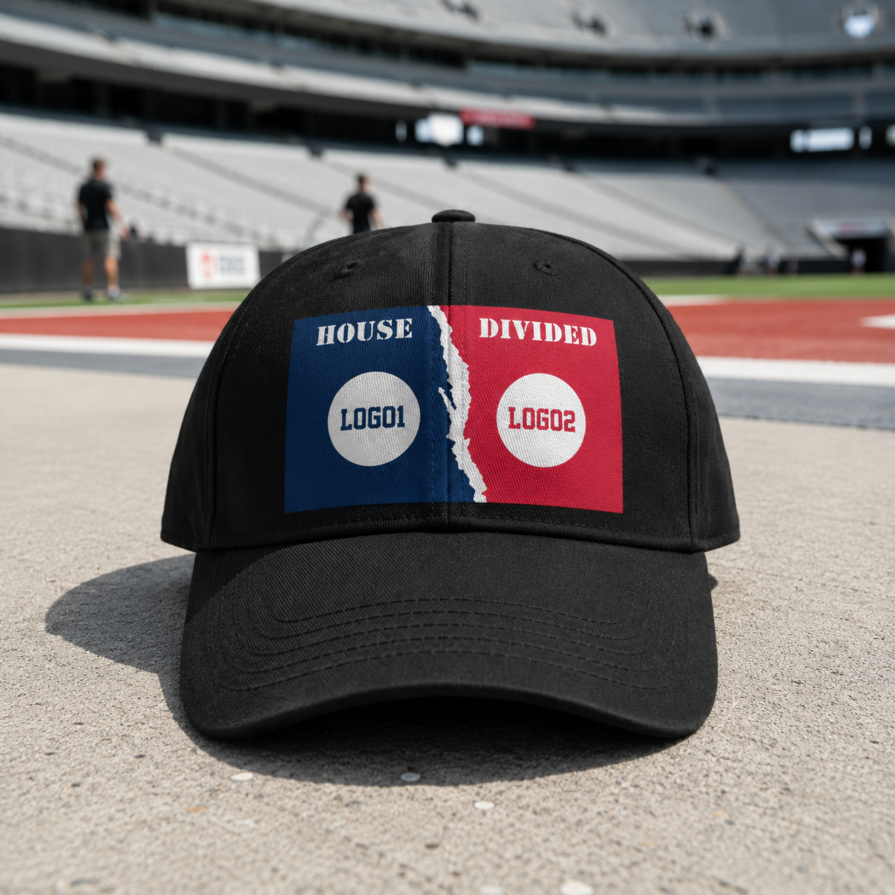 House Divided Cap | Custom Two-Team Logo Split Flag Printed Baseball Hat