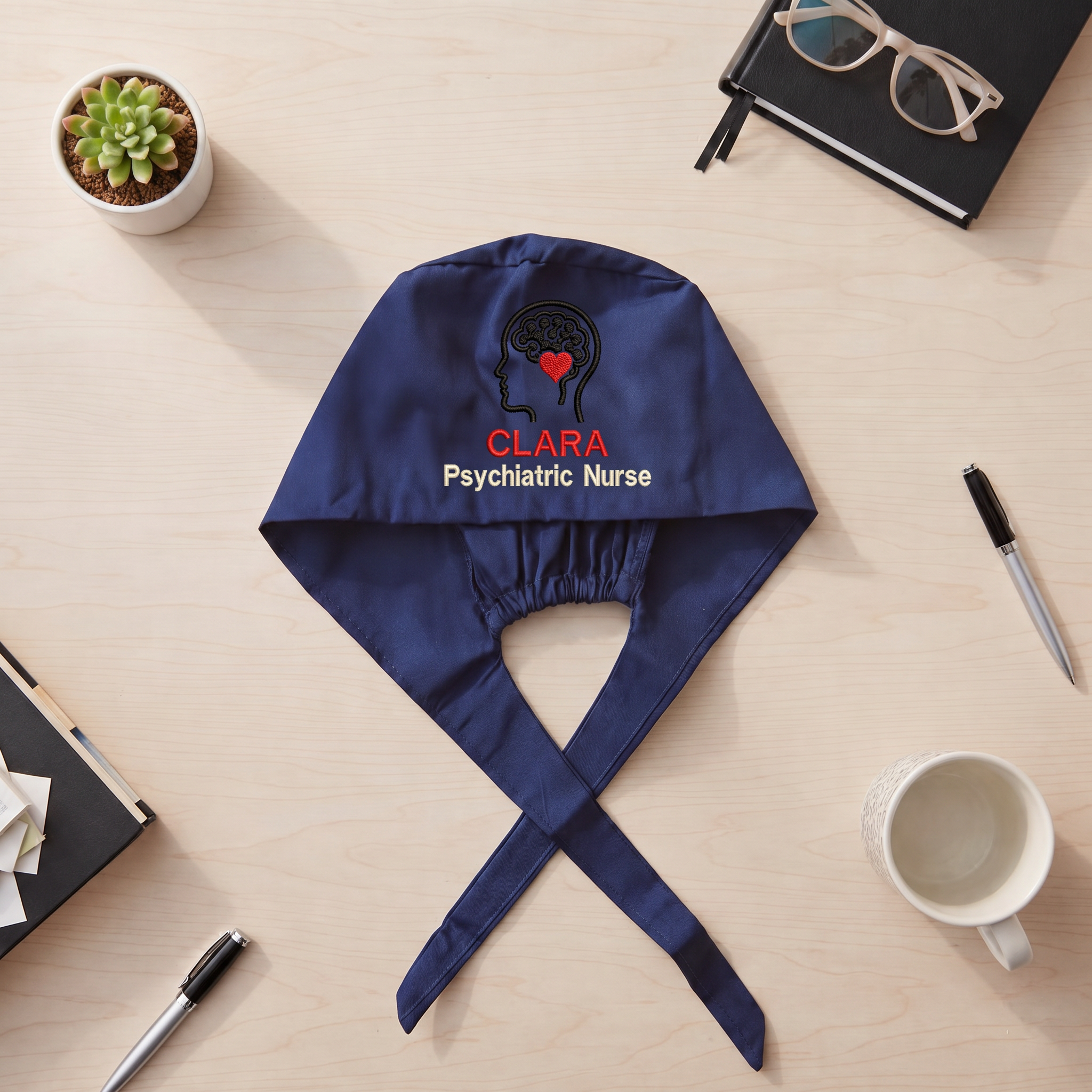 Psychiatric Nurse Embroidered Scrub Cap | Personalized Medical Cap for Psychiatric Nurse