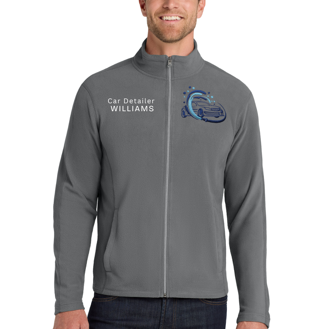 Custom Car Detailer Embroidered Fleece Jacket - Personalized Name Zip-Up Workwear