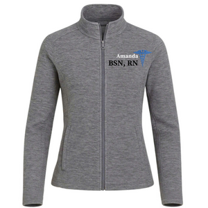 Custom RN Digi Stripe Fleece Jacket for Nurses – Zip Up Workwear - view 3, custom embroidered by Intriklo