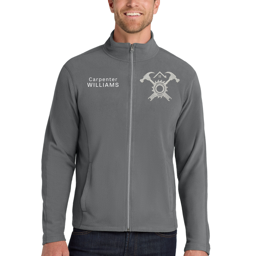 Custom Carpenter Embroidered Fleece Jacket - Personalized Name Zip-Up Workwear