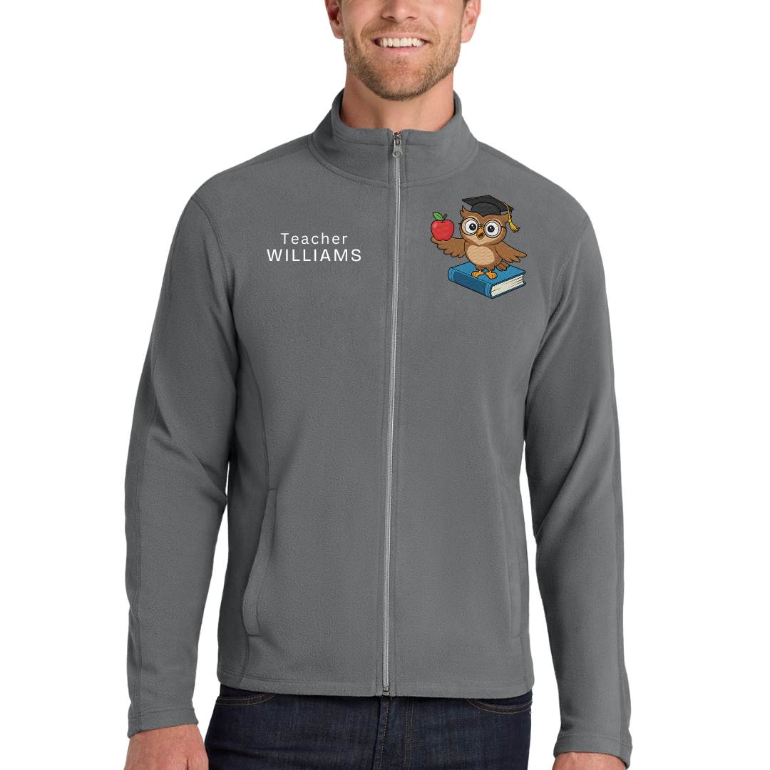 Custom Teacher Embroidered Fleece Jacket - Personalized Name Zip-Up Classroom Wear