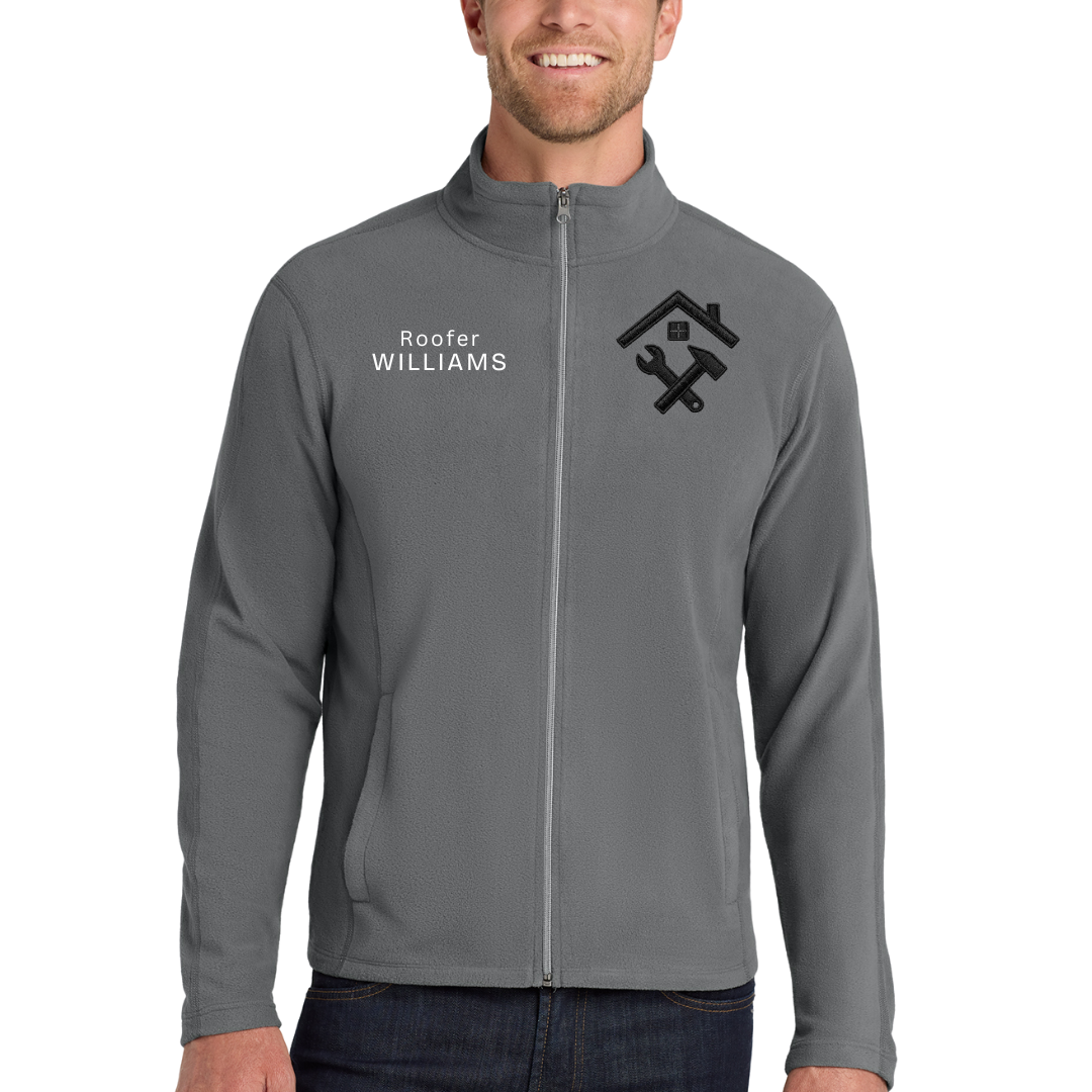 Custom Roofer Embroidered Fleece Jacket - Personalized Name & Crew Zip-Up Workwear