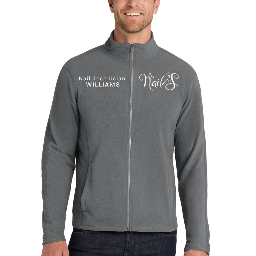 Custom Nail Technician Embroidered Fleece Jacket - Personalized Name Salon Zip-Up
