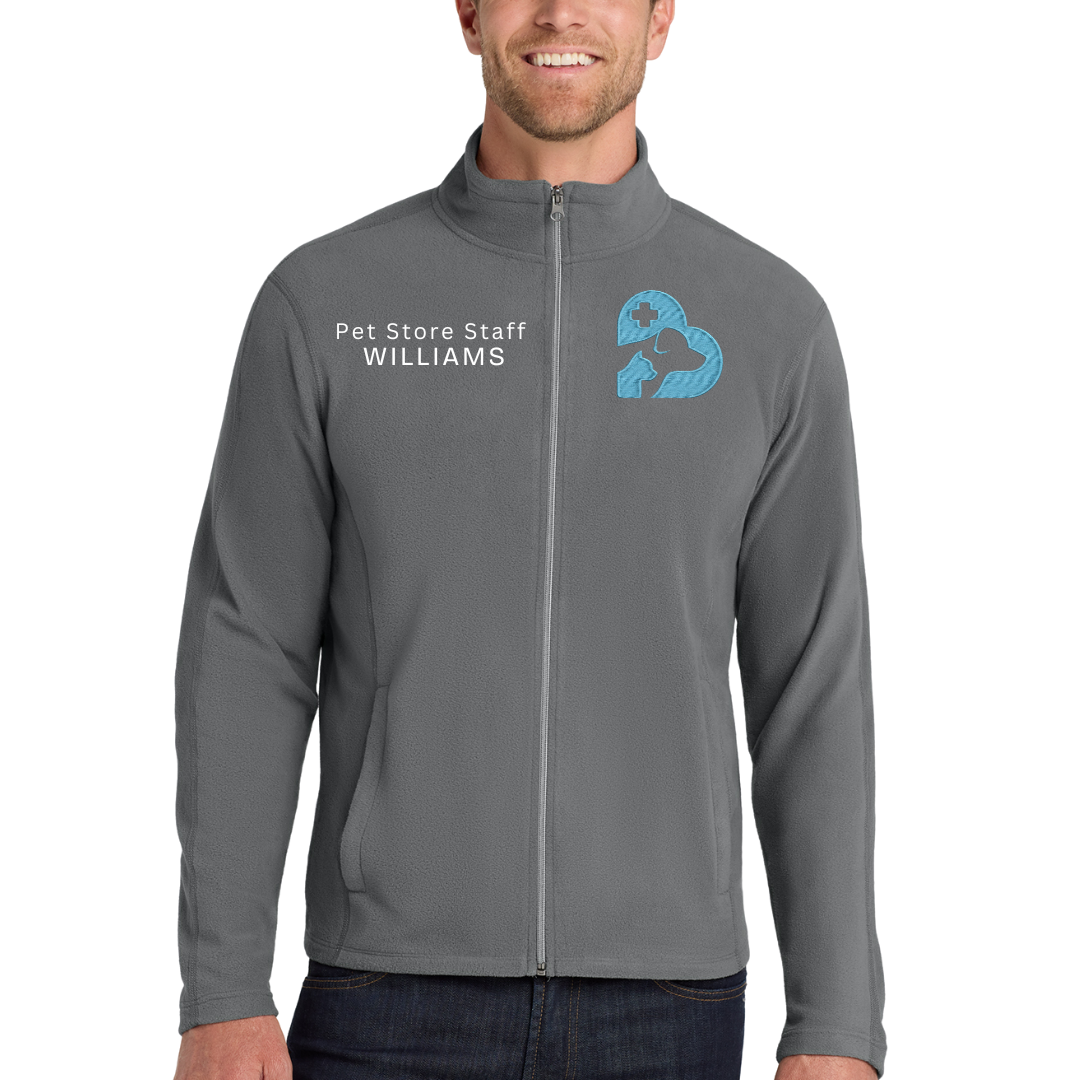 Custom Pet Store Staff Embroidered Fleece Jacket - Personalized Name Zip-Up