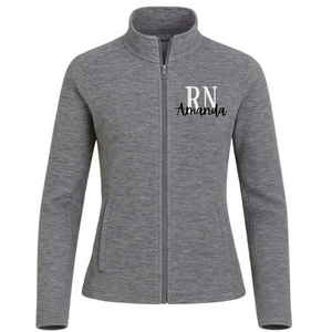 Personalized RN Digi Stripe Fleece Jacket for Nurses – Zip Up Workwear - view 3, custom embroidered by Intriklo