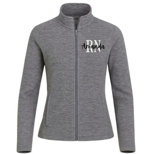 Custom RN Digi Stripe Fleece Jacket for Nurses – Zip Up Workwear - view 3, custom embroidered by Intriklo