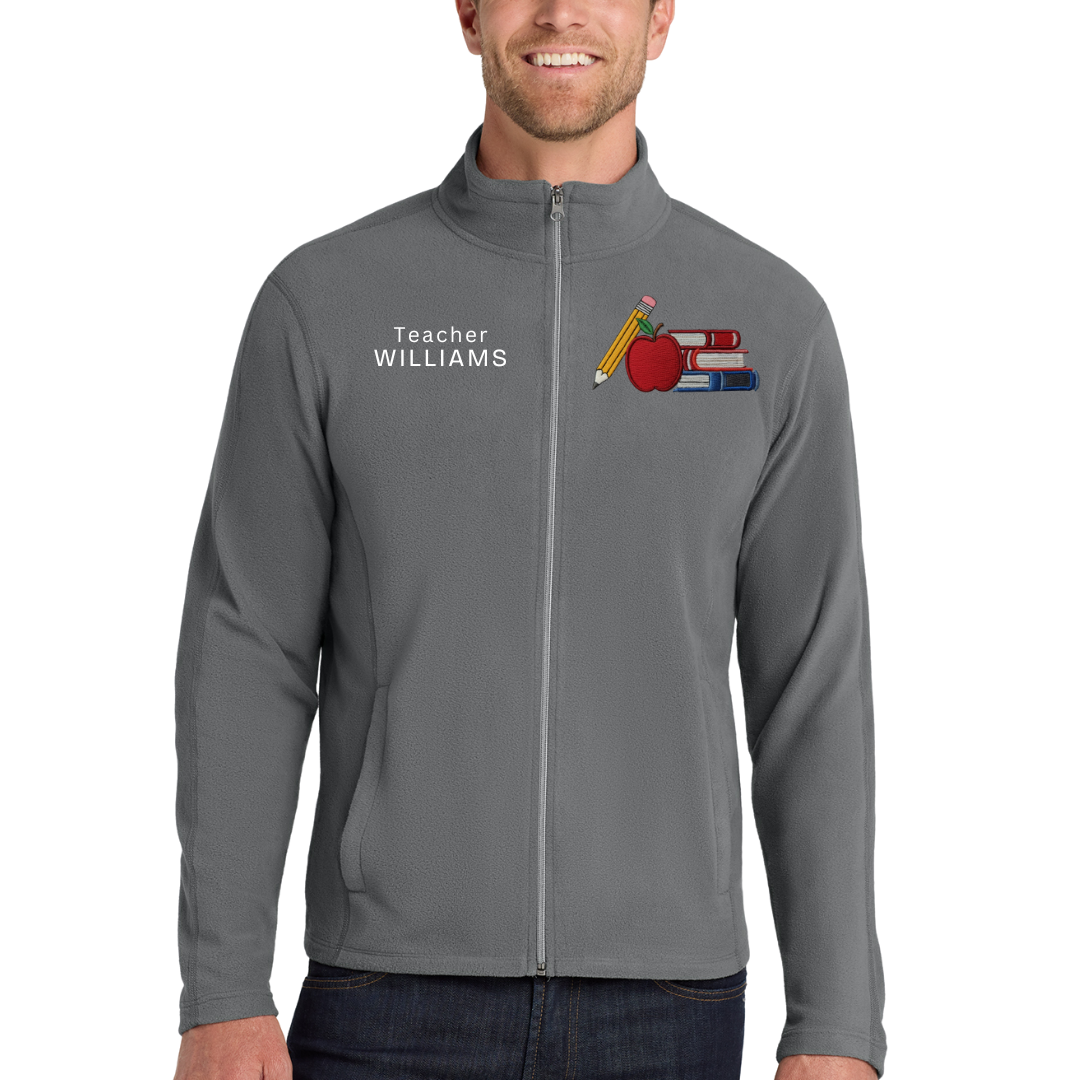Custom Teacher Embroidered Fleece Jacket - Personalized Classroom Crew Zip-Up