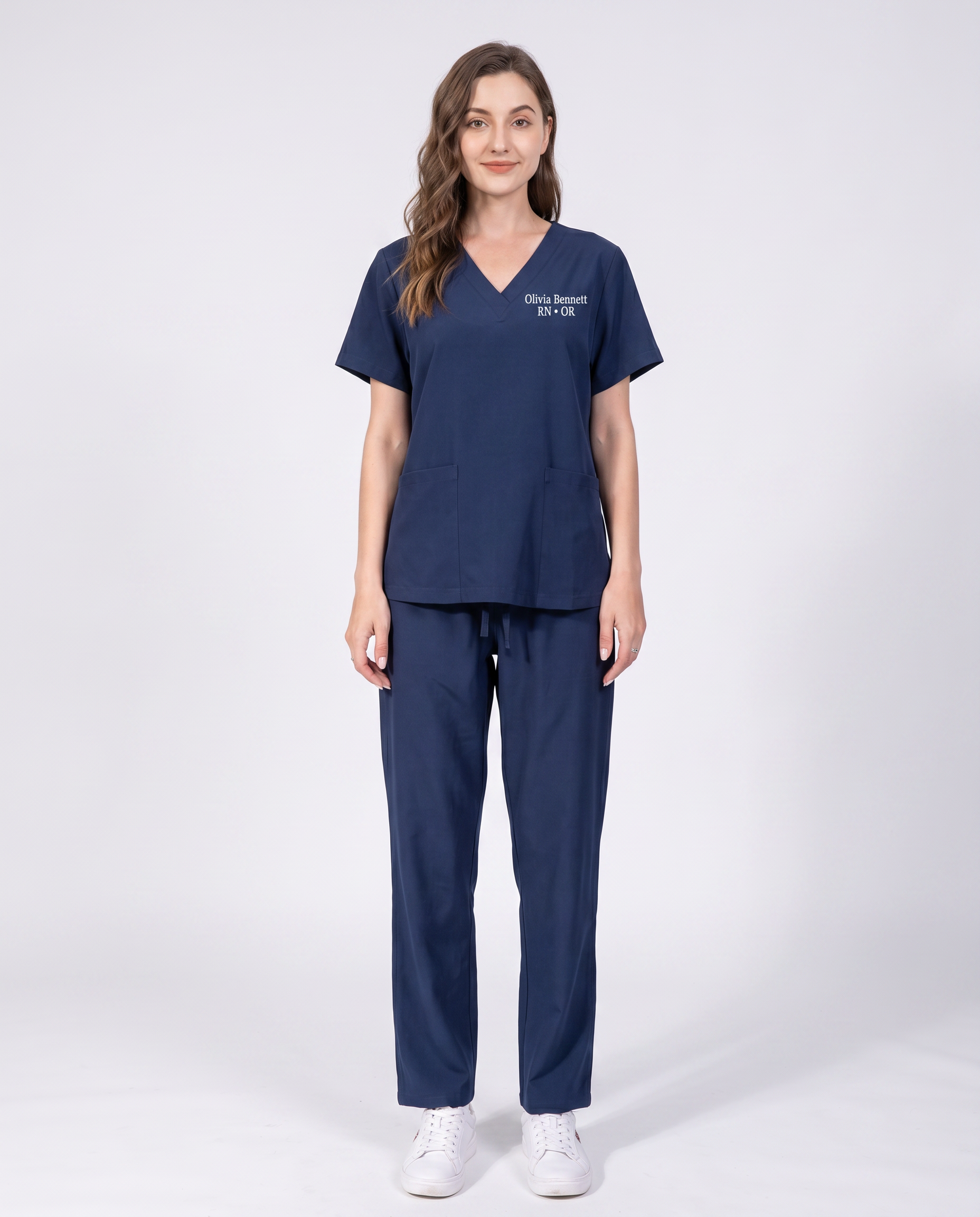 Custom Embroidered Unisex Scrub Set – V-Neck Two Front Pockets Straight-Leg Pants