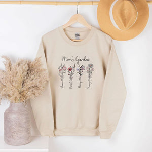 Custom Mom Birth Flower Kids Names Sweatshirt Hoodie - view 5, custom embroidered by Intriklo