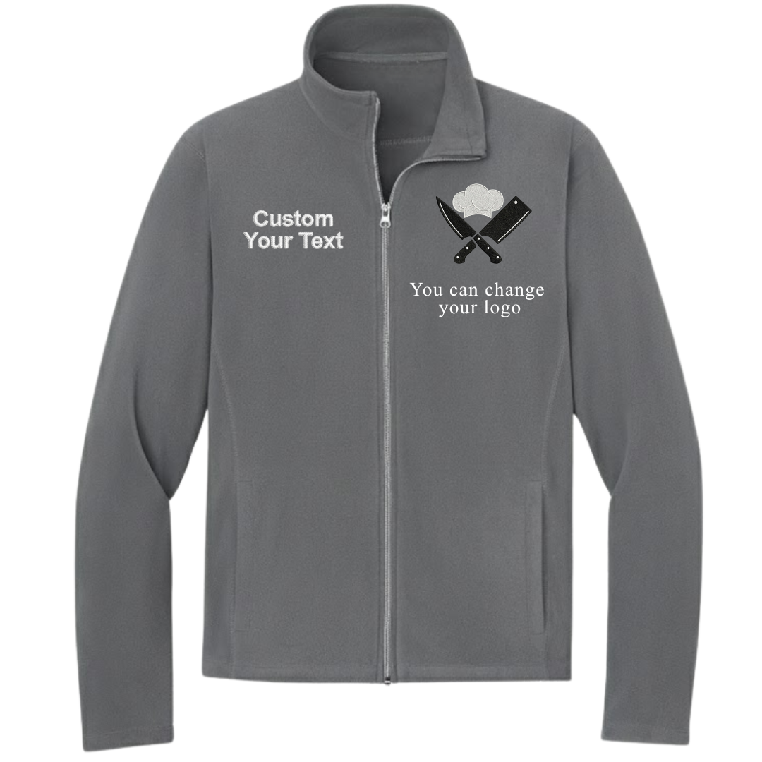 Custom Chef Embroidered Fleece Jacket - Personalized Name Zip-Up Kitchen Workwear