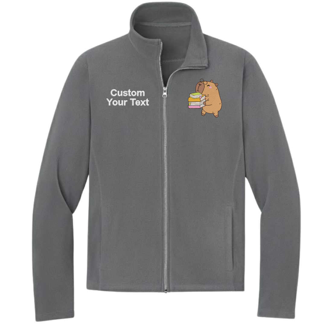 Custom Librarian Embroidered Fleece Jacket - Personalized Name Library Zip-Up