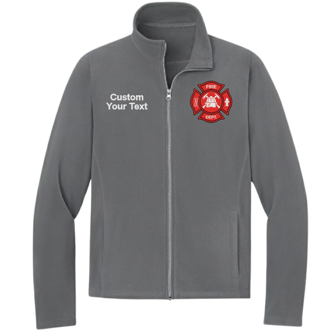 Custom Firefighter Embroidered Fleece Jacket - Personalized Name & Department Zip-Up