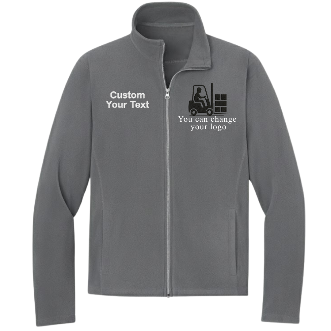 Custom Warehouse Worker Embroidered Fleece Jacket - Personalized Name & Crew Zip-Up