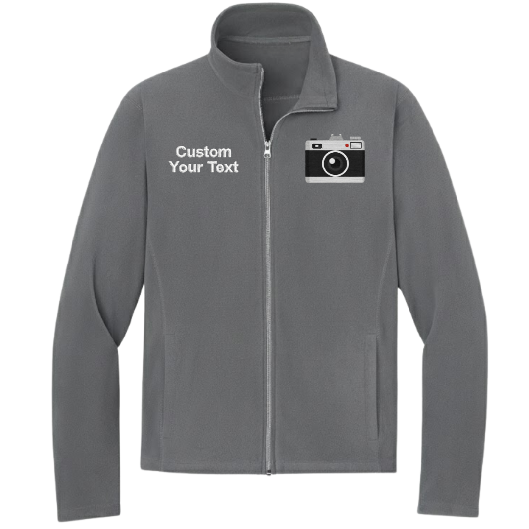 Custom Photographer Embroidered Fleece Jacket - Personalized Studio Crew Zip-Up