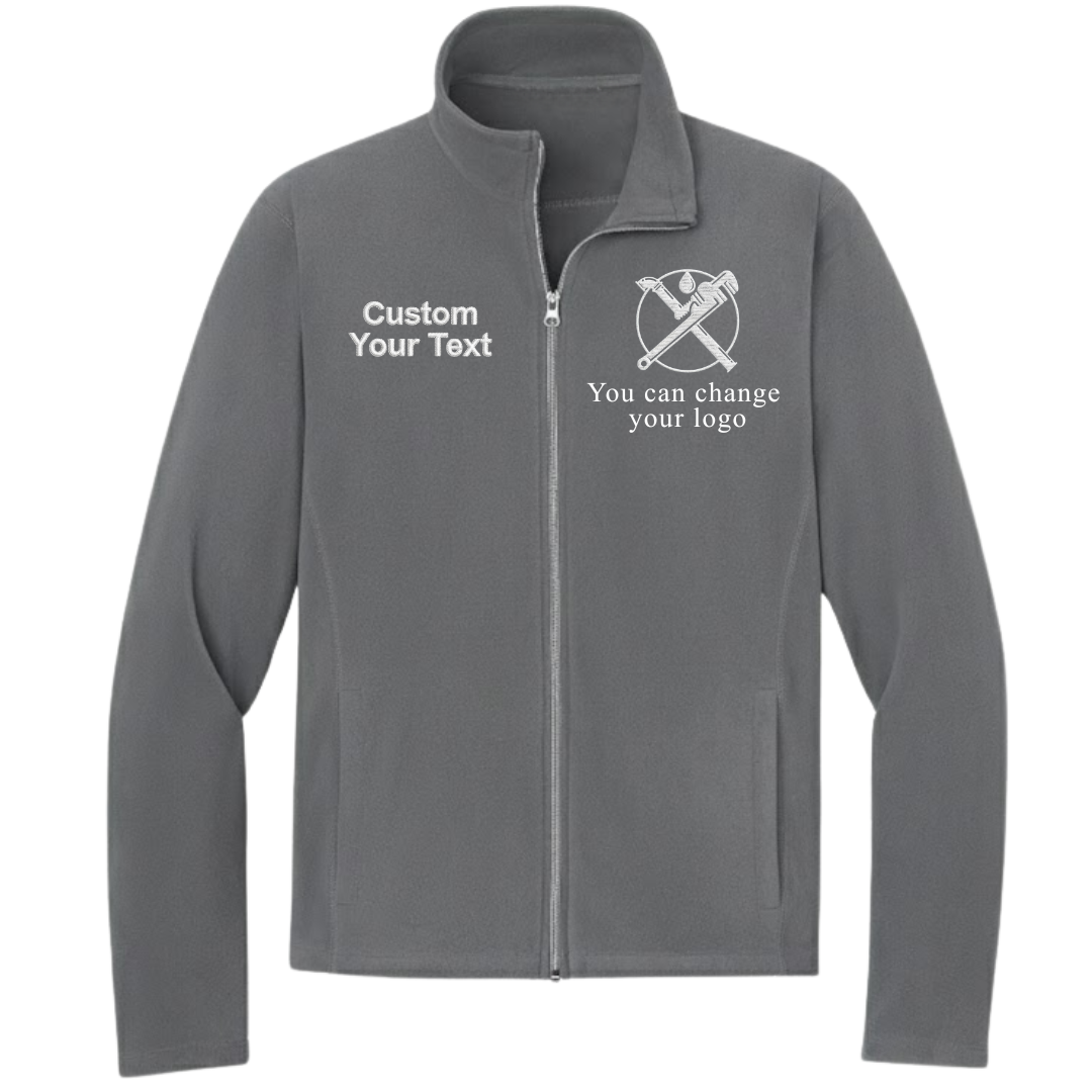 Custom Plumber Embroidered Fleece Jacket - Personalized Name & Crew Zip-Up Workwear