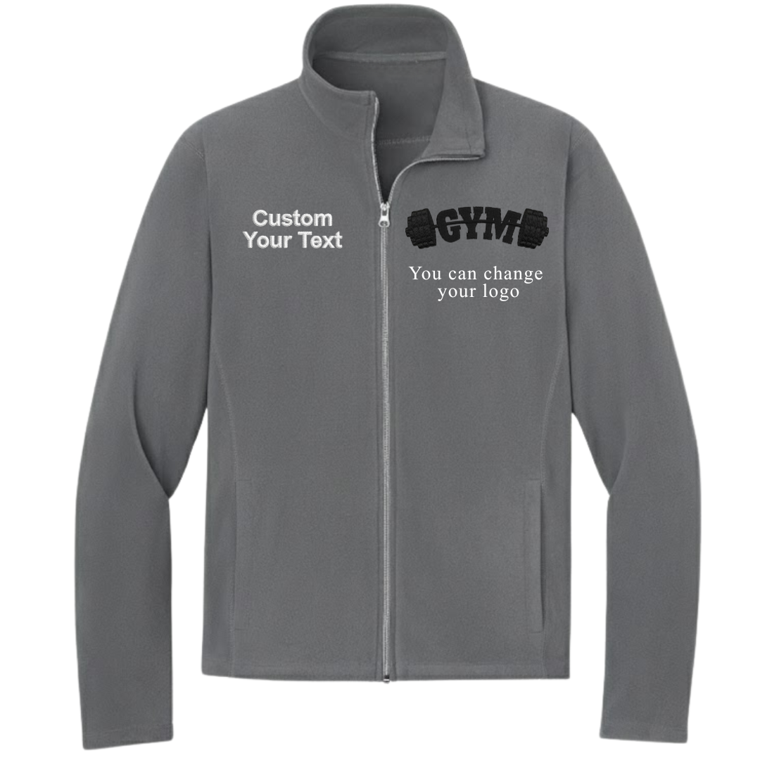 Custom Gym & Fitness Embroidered Fleece Jacket - Personalized Coach Name Zip-Up