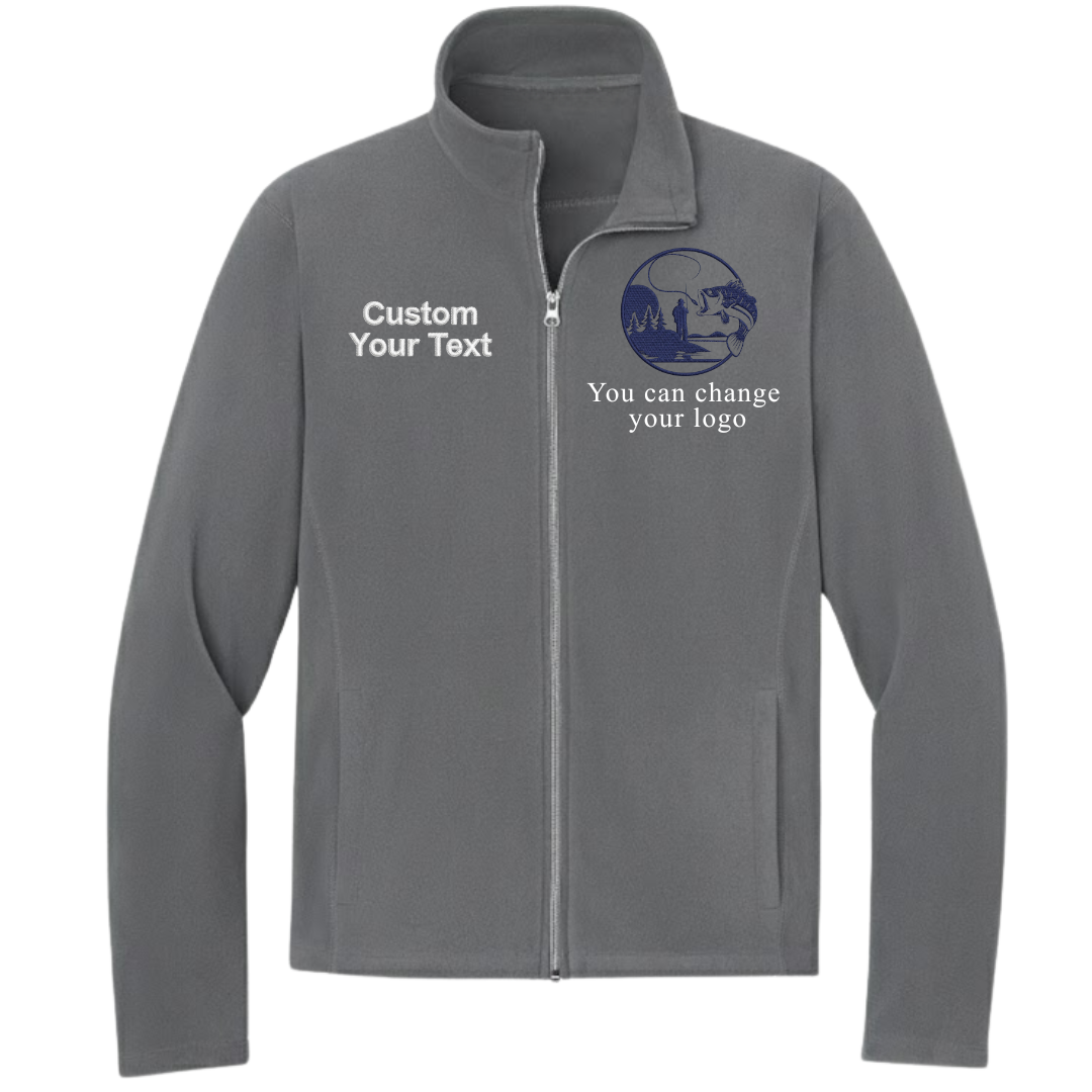 Custom Fishing Club Embroidered Fleece Jacket - Personalized Crew Name Zip-Up