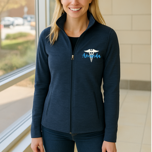 Custom Medical Nurse Fleece Jacket – RN Digi Stripe - detail view, custom embroidered by Intriklo