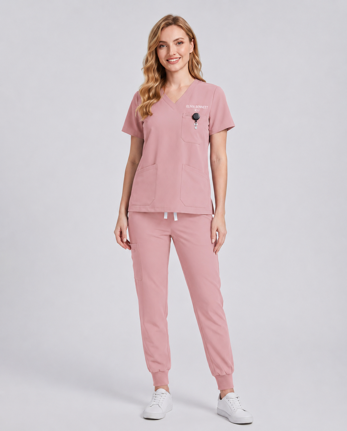 Custom Embroidered Unisex Jogger Scrub Set – V-Neck Two Front Pockets Medical Uniform