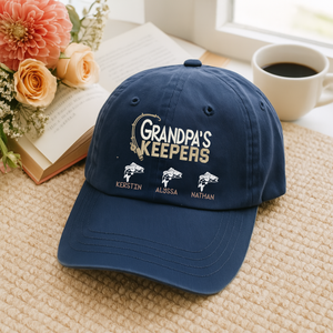 Personalized Grandpa’s Keepers Embroidered Fishing Hat | Custom Dad Cap (Copy) - view 3, custom embroidered by Intriklo