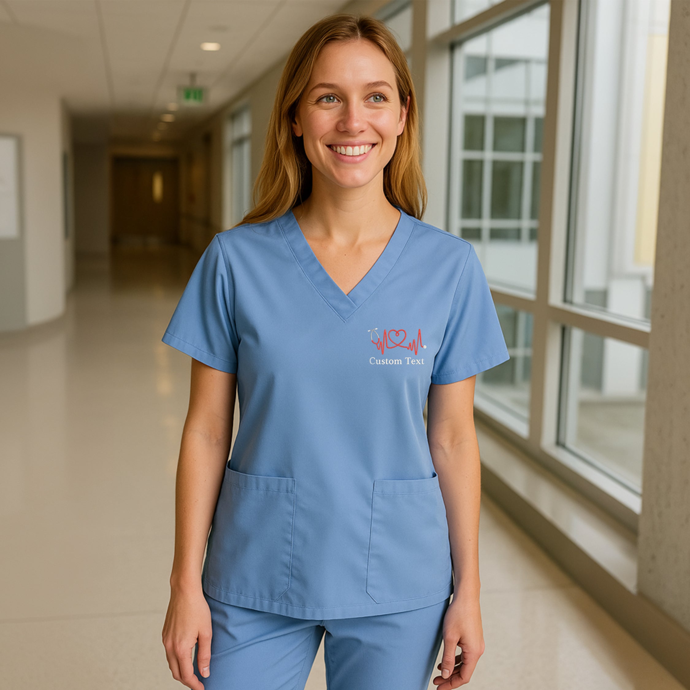 Custom Logo & Text Embroidered Scrubs Set – Medical Uniform 3