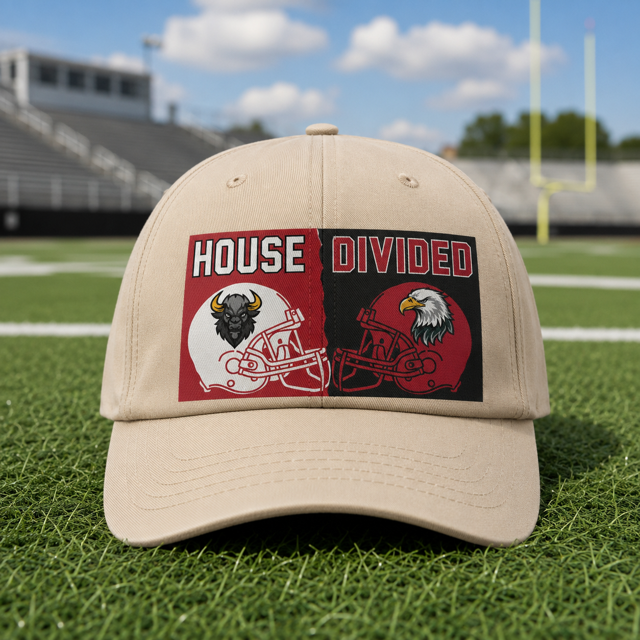 House Divided Football Cap | Custom Helmet Printed Sports Hat