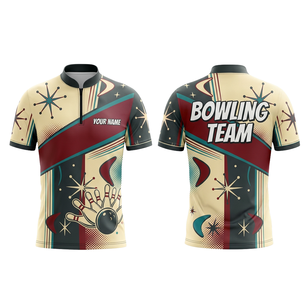 Custom Retro Bowling Polo Shirt | Personalized Team Name 3D Printed Bowling Jersey