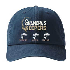 Personalized Grandpa’s Keepers Embroidered Fishing Hat | Custom Dad Cap (Copy) - view 4, custom embroidered by Intriklo