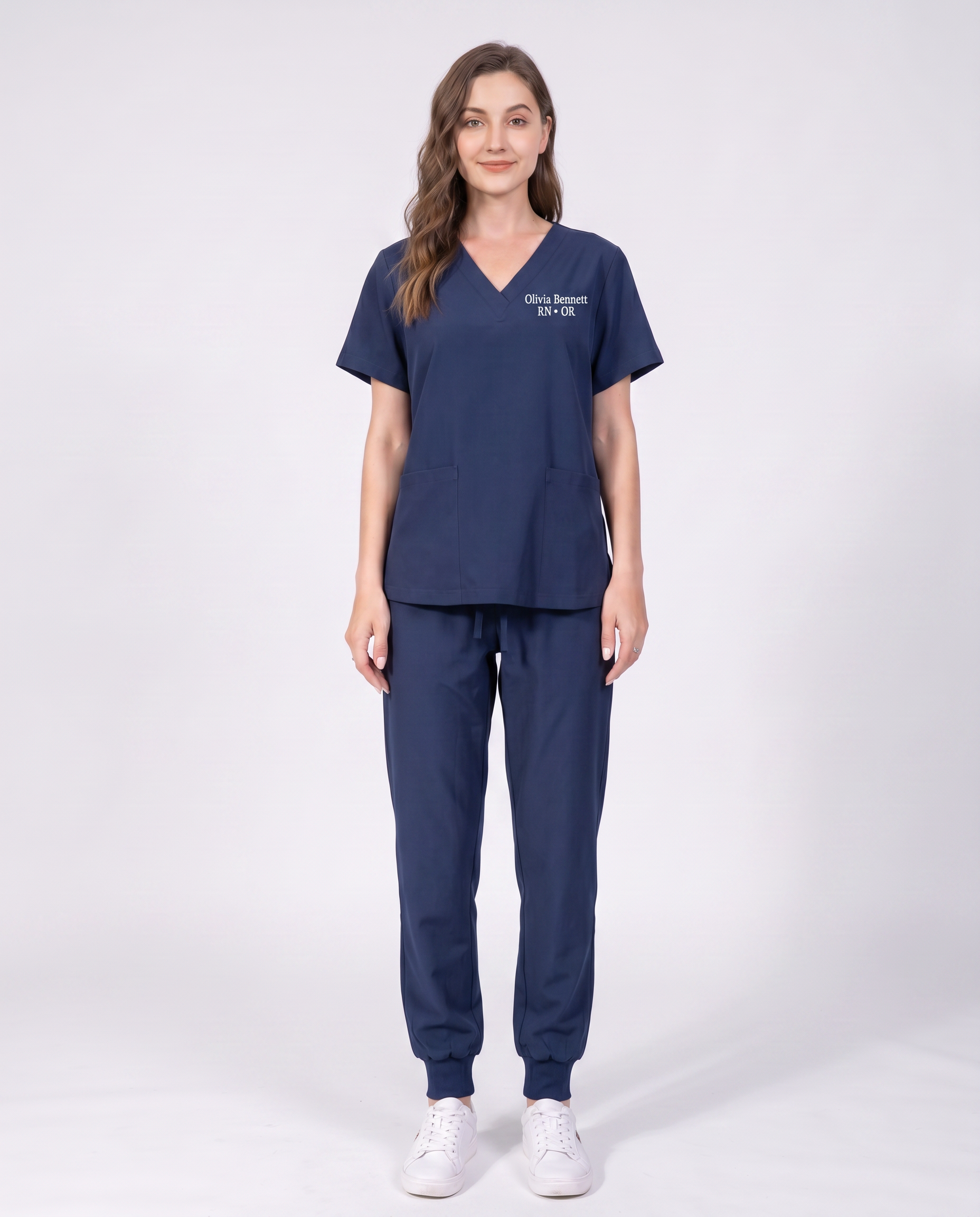 Custom Embroidered Unisex Scrub Set – V-Neck Two Front Pockets Straight-Leg Pants